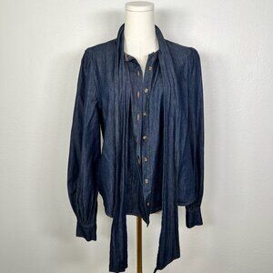 Freemarket Denim Button Down Shirt with Tie - Size S